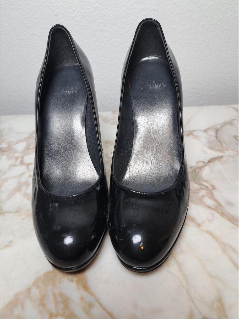 Stuart Weitzman Platswoon Black Patent Leather Platform High Pumps Size 8